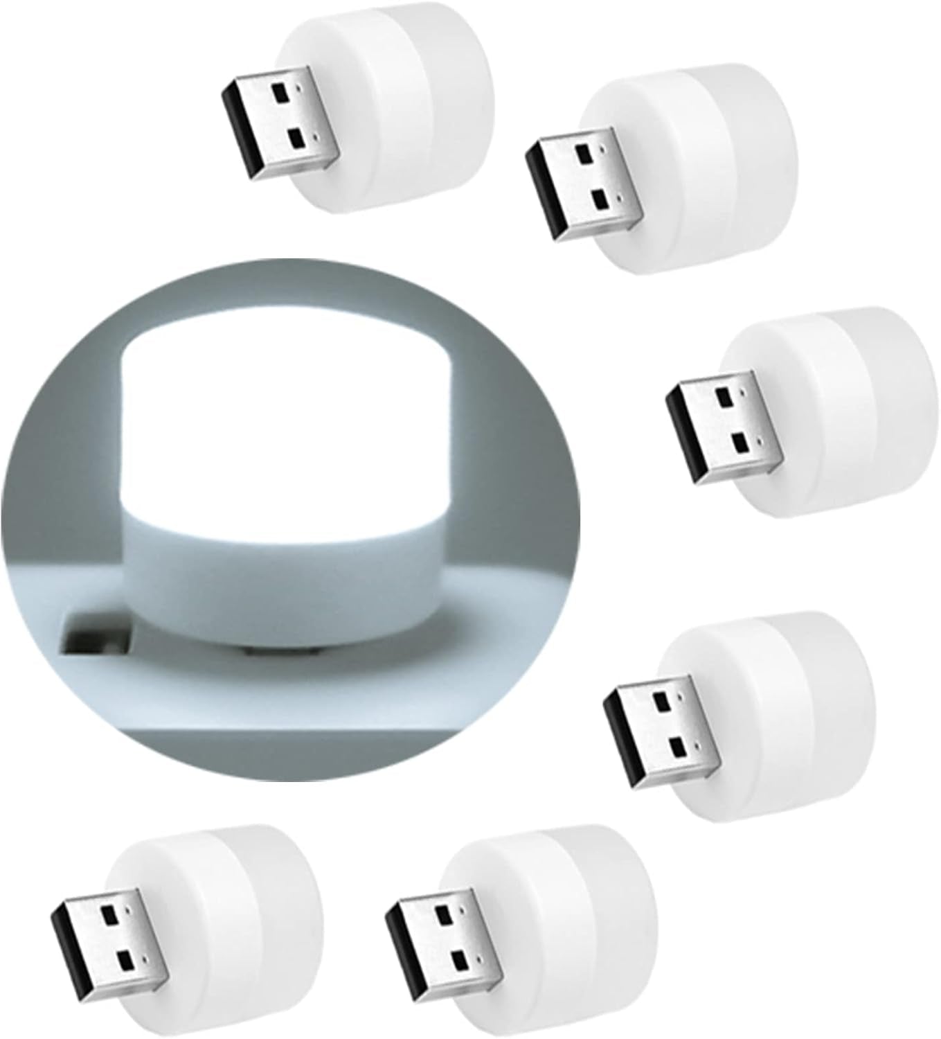USB Night Light, LED Mini Light Bulb, Plug in Night Light, Small Night Lights, Warm White, USB Light Bulb for Bedroom, Bathroom, Hallway, Nursery, Kitchen, Car Tiny Light 6PS (6 White)