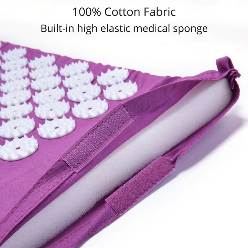 Acupressure Mat Sensi Massage Mat Pillow Set Applicator for Neck Foot Yoga Mat with Needle Back Cushion