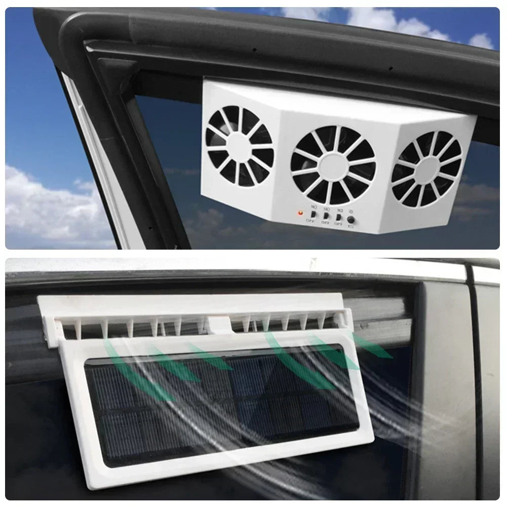New Car Ventilator 3 Cooler Fans Solar-Powered Cooling Vent Exhaust Portable Safe Auto Fan Amd Usb Accessories
