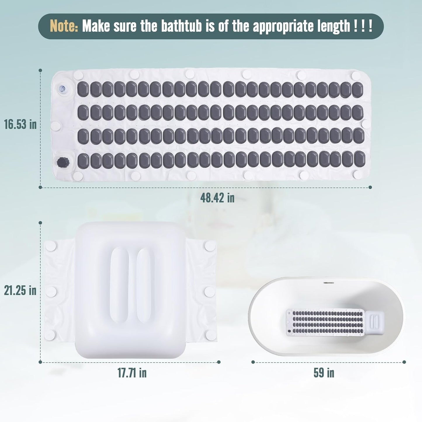 Upgraded 2.0 Bathtub Spa,Bubble Bath Mat-Portable Bathtub Spa Mat - Electric Bubble Massage Mat with Remote Control, Simplicity of Operator,Help You Relax Both Physically and Mentally