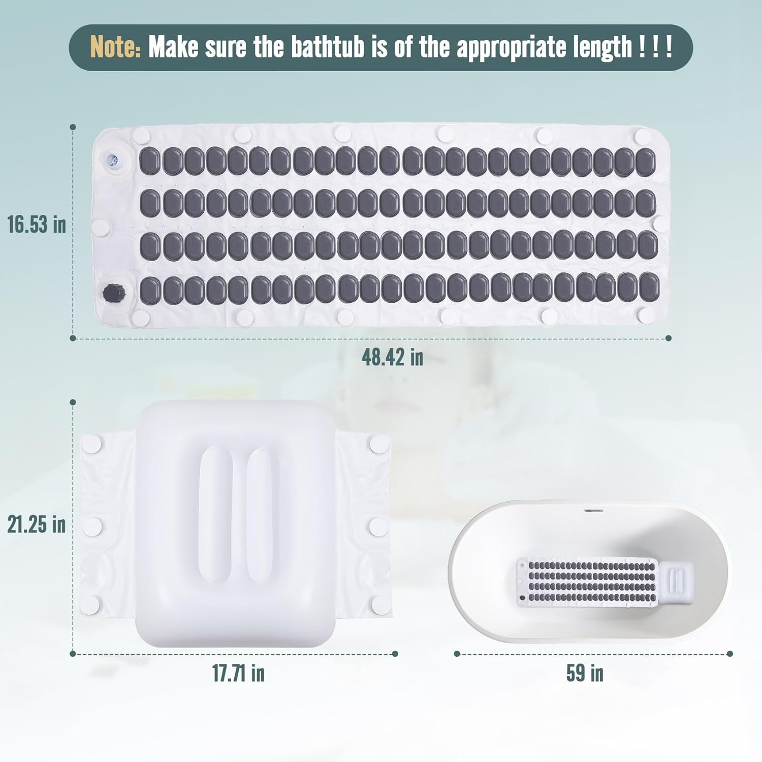 Upgraded 2.0 Bathtub Spa,Bubble Bath Mat-Portable Bathtub Spa Mat - Electric Bubble Massage Mat with Remote Control, Simplicity of Operator,Help You Relax Both Physically and Mentally