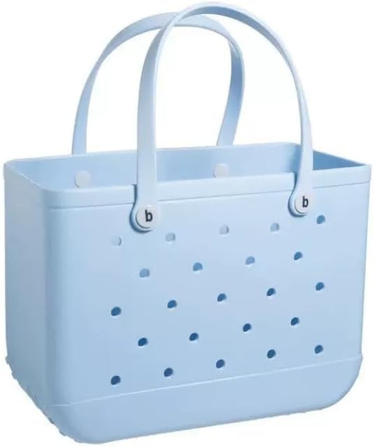 Large Tote Beach Bag, Eva Foam, Light Blue, 18" L X 9" W X 14" H, Waterproof and Sandproof, Washable, Ventilated, for Beach, Pool, Groceries, Work, Sports