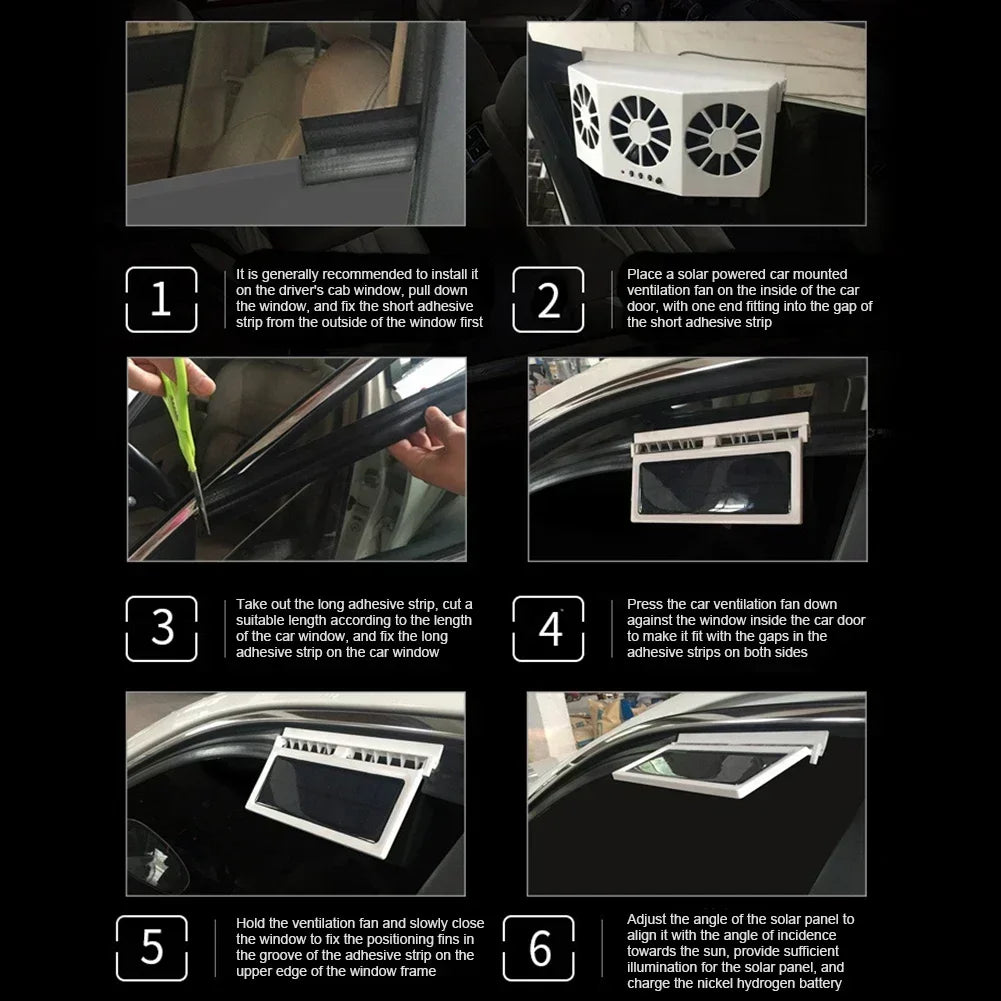 New Car Ventilator 3 Cooler Fans Solar-Powered Cooling Vent Exhaust Portable Safe Auto Fan Amd Usb Accessories