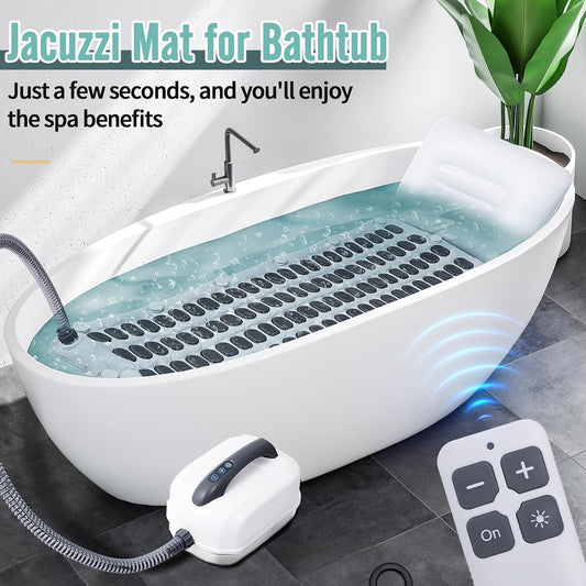 Upgraded 2.0 Bathtub Spa,Bubble Bath Mat-Portable Bathtub Spa Mat - Electric Bubble Massage Mat with Remote Control, Simplicity of Operator,Help You Relax Both Physically and Mentally