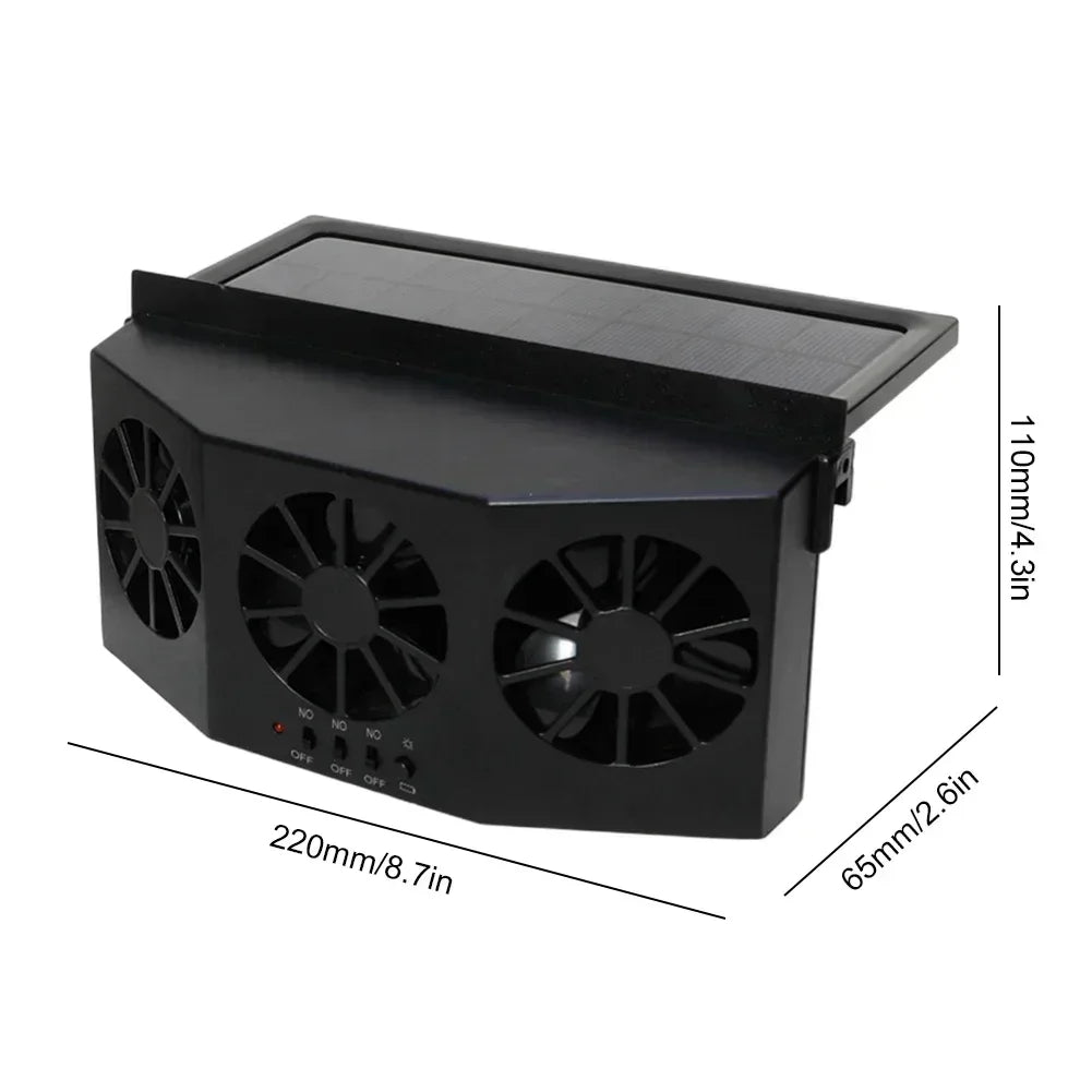 New Car Ventilator 3 Cooler Fans Solar-Powered Cooling Vent Exhaust Portable Safe Auto Fan Amd Usb Accessories